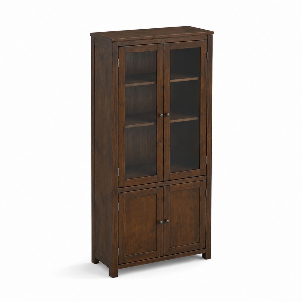 Holz-Bücherregal mit Glastüren Braun 180x80x30 cm-Sovloria