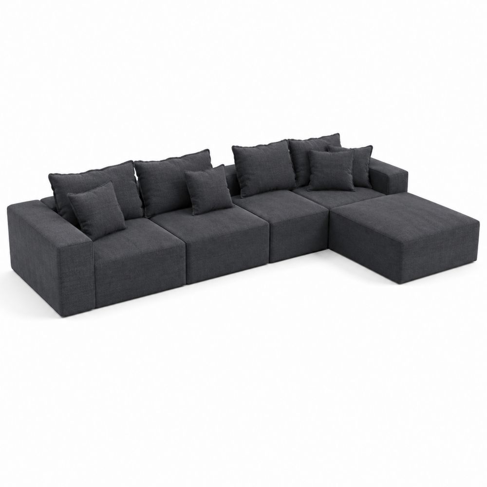 Modulares Ecksofa mit Chaiselongue aus Stoff Dunkelgrau-Sovloria