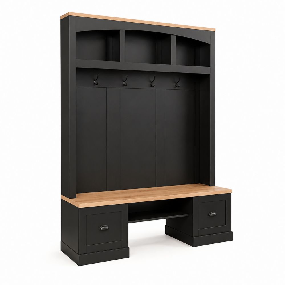 Garderobenkombination MDF Eiche Schwarz 200x180x50cm-Sovloria