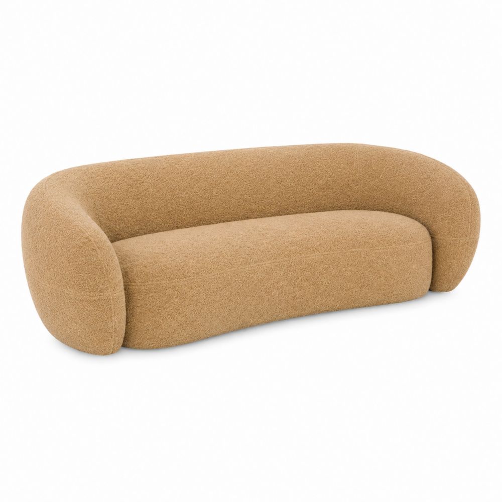 3-Sitzer Sofa Bouclé Stoff Beige 220x85x70 cm-Sovloria