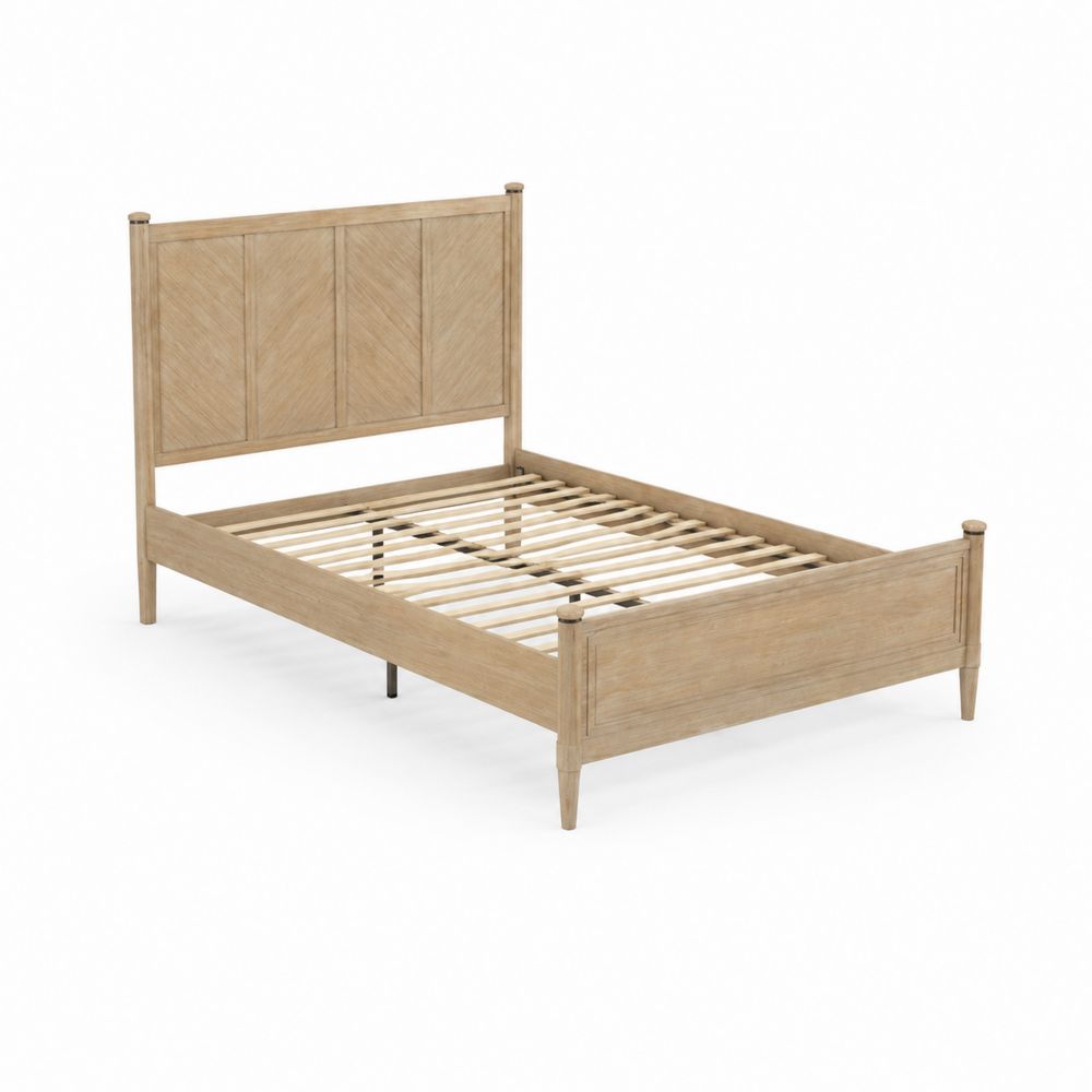 Holzbett mit Lattenrost, 200x160 cm, Eiche Hellbraun-Sovloria