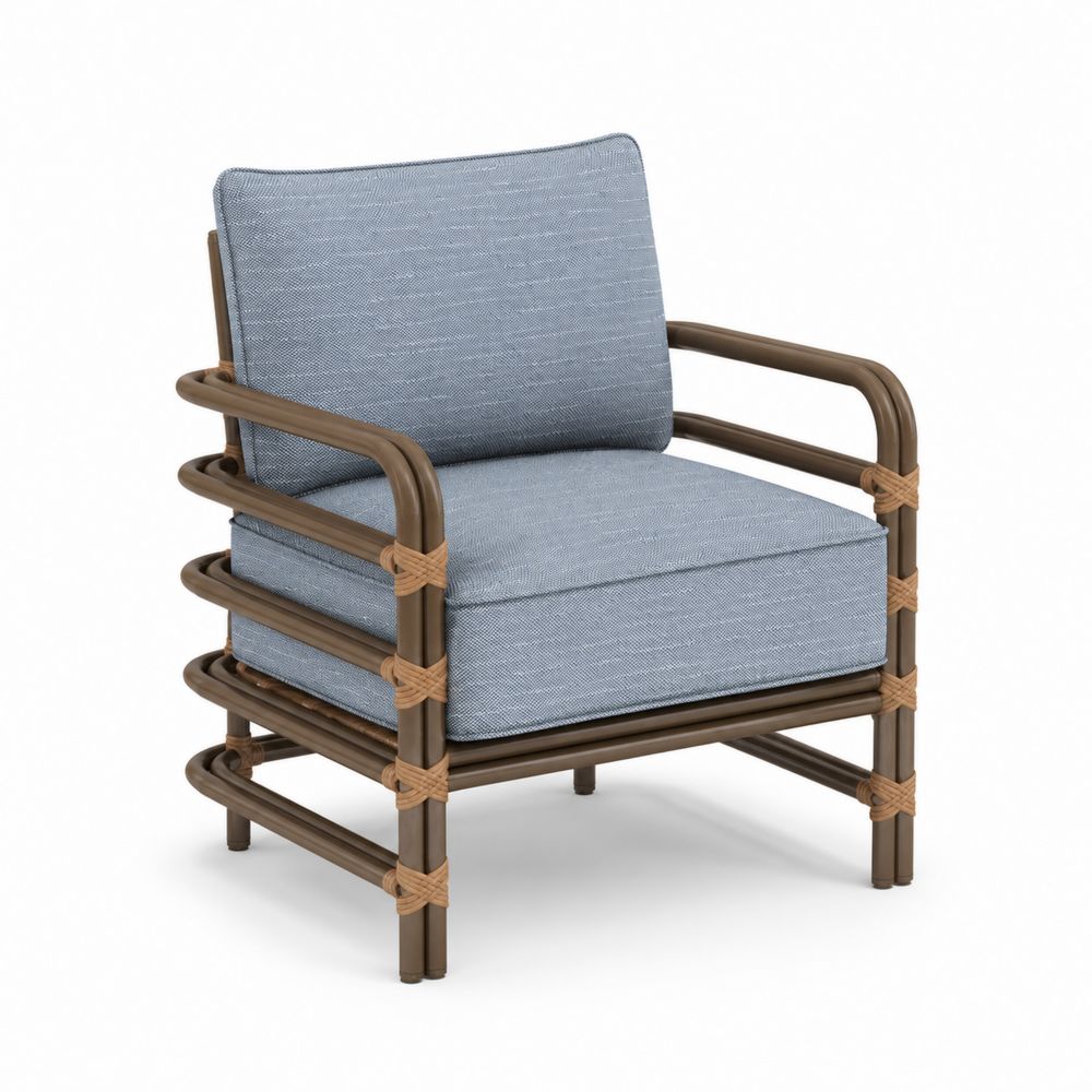Outdoor Clubsessel mit Polyestergewebe und Aluminium, Blau, 70x75x85 cm-Sovloria