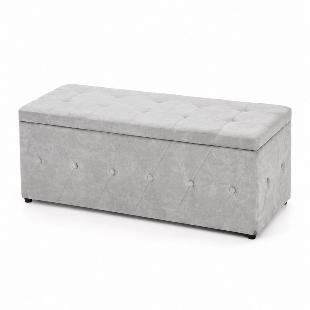 Sitzbank rechteckig 120x45x40 cm Mikrofaser Grau-Sovloria