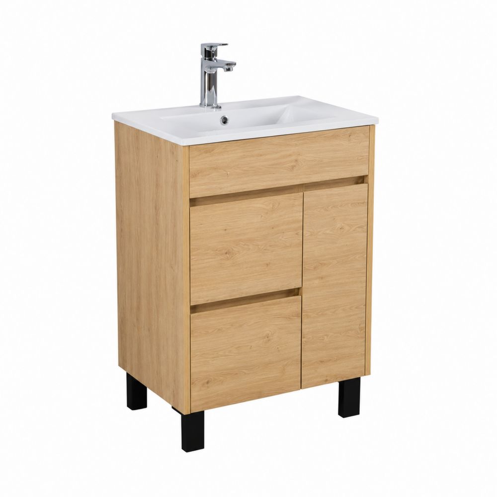Waschtischunterschrank mit Waschbecken Holz Weiß-Sovloria