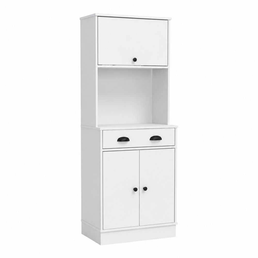 Buffetschrank mit Schublade und Türen Weiß MDF 60 x 40 x 180 cm-Sovloria