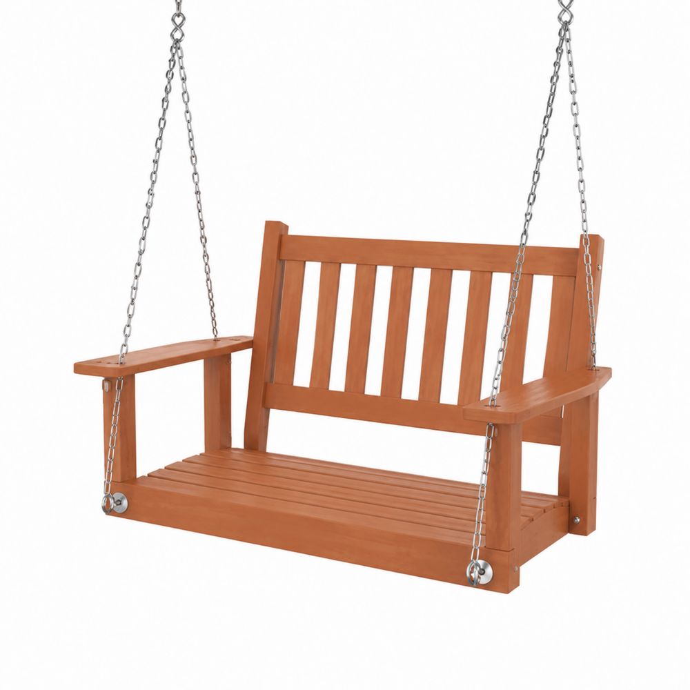 Holzschaukelbank mit Stahlketten 120 cm Braun-Sovloria