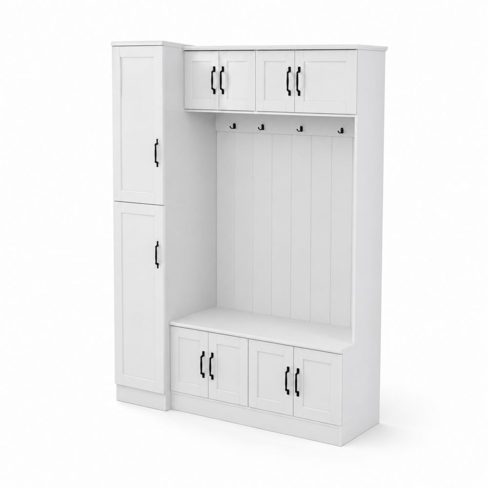 Eck-Garderobenständer Weiß MDF 200x150x40cm-Sovloria