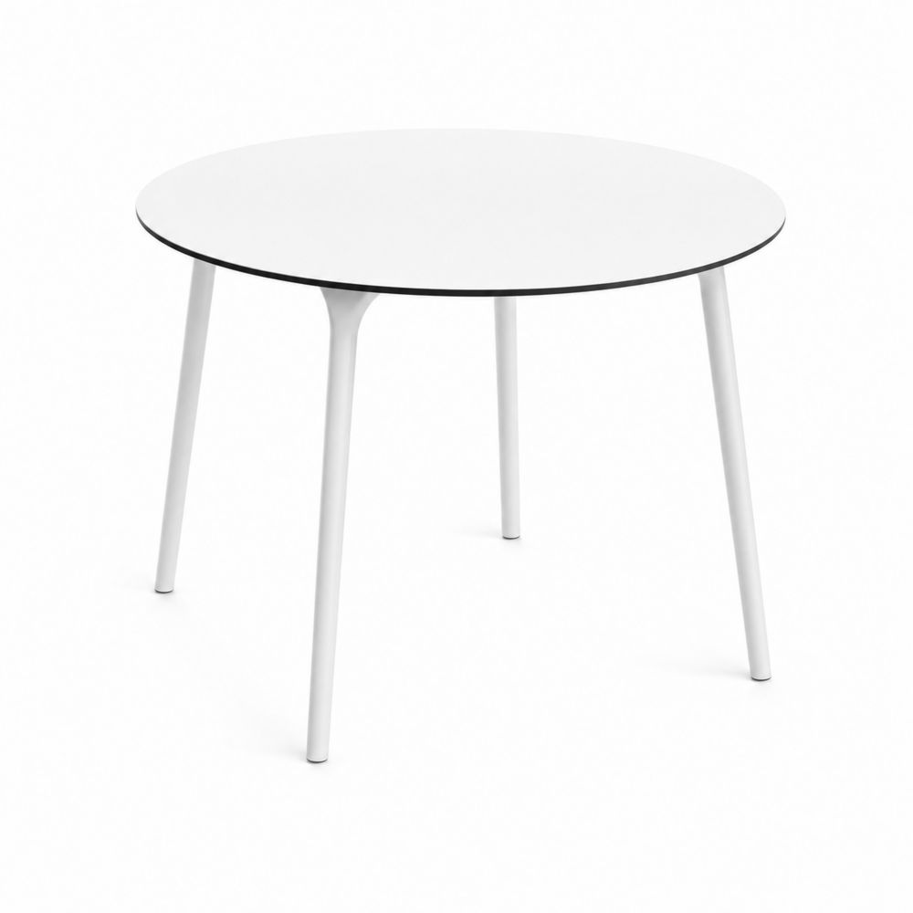 Runder Gartentisch HPL Aluminium Weiß-Sovloria