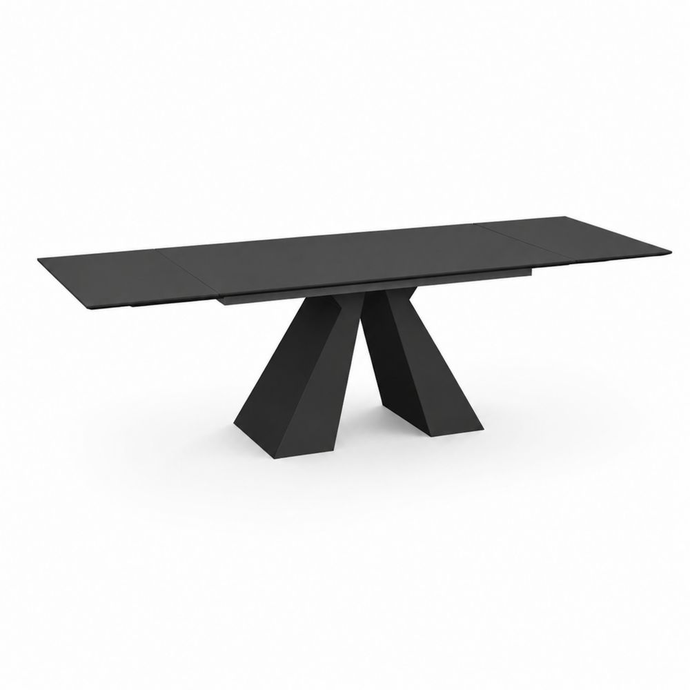 Ausziehbarer Esstisch aus MDF und Metall Schwarz 160-220x90 cm-Sovloria