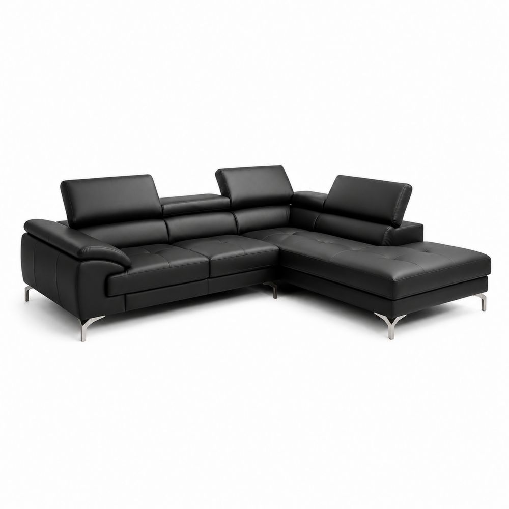 Ecksofa L-Form Leder Schwarz-Sovloria