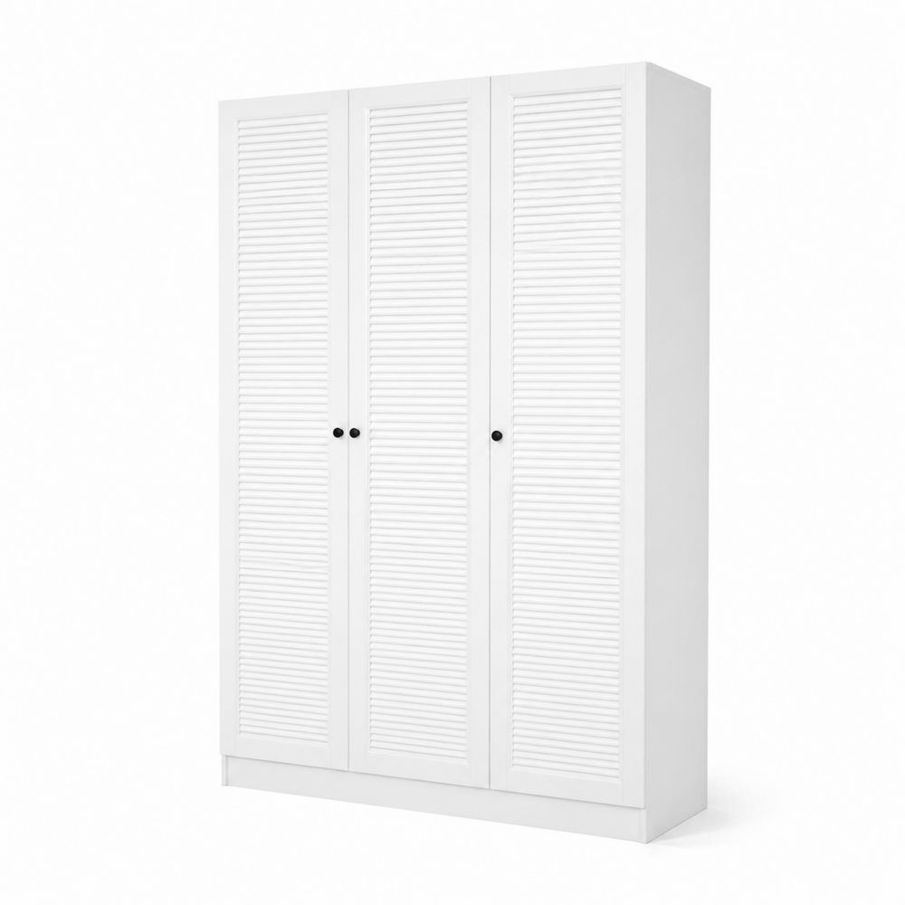 Kleiderschrank mit Drehtüren aus Holz Weiß-Sovloria