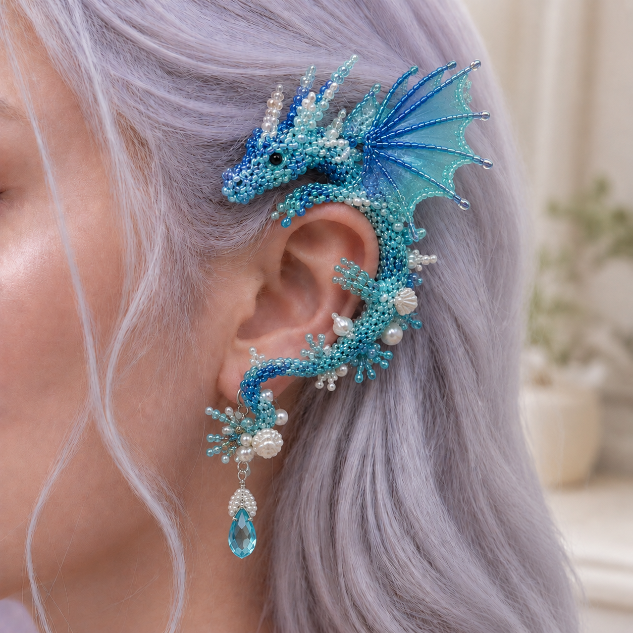 🔥Last Day BUY 3 GET 1 FREE - DIY Beaded Dragon Ear Cuff Kit