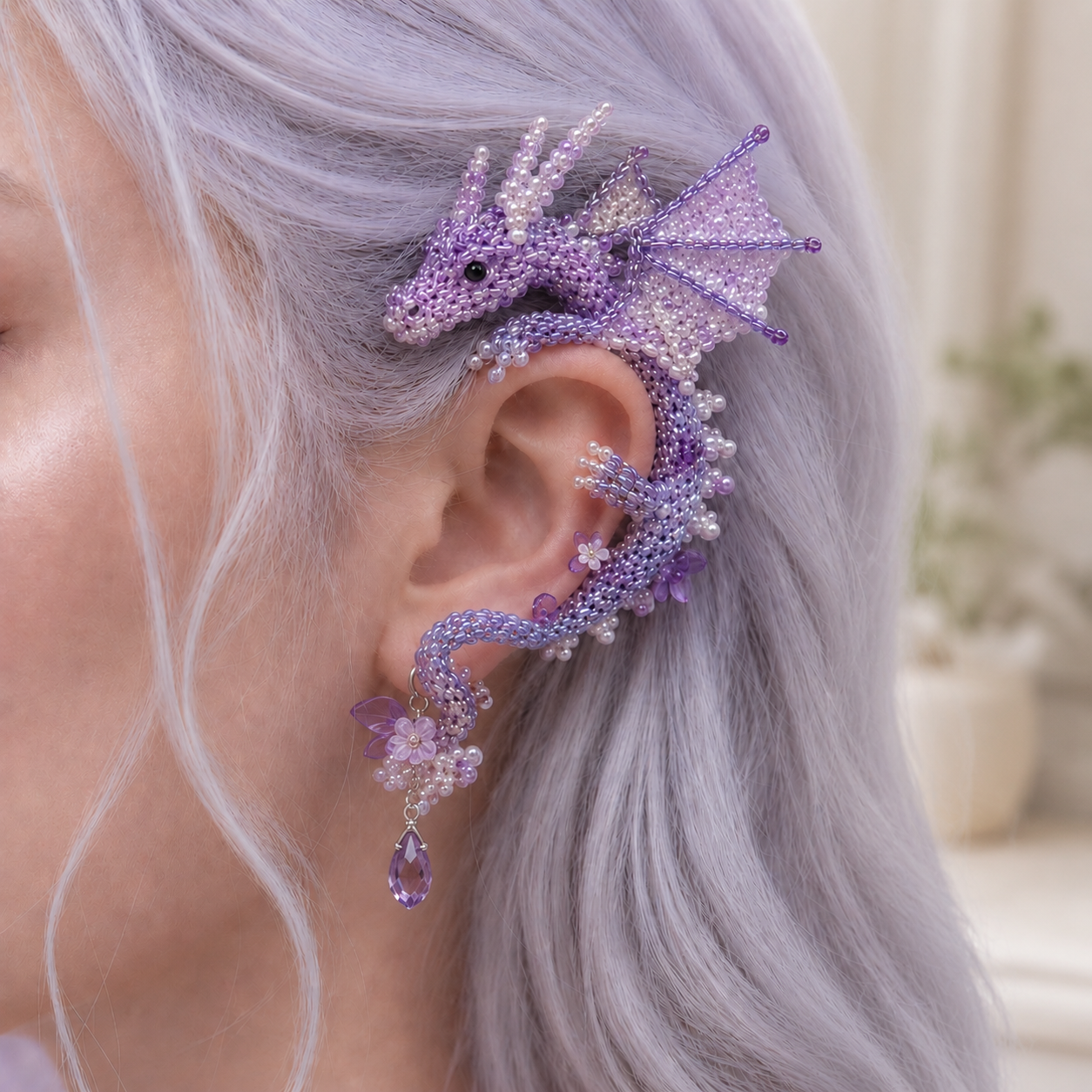 🔥Last Day BUY 3 GET 1 FREE - DIY Beaded Dragon Ear Cuff Kit