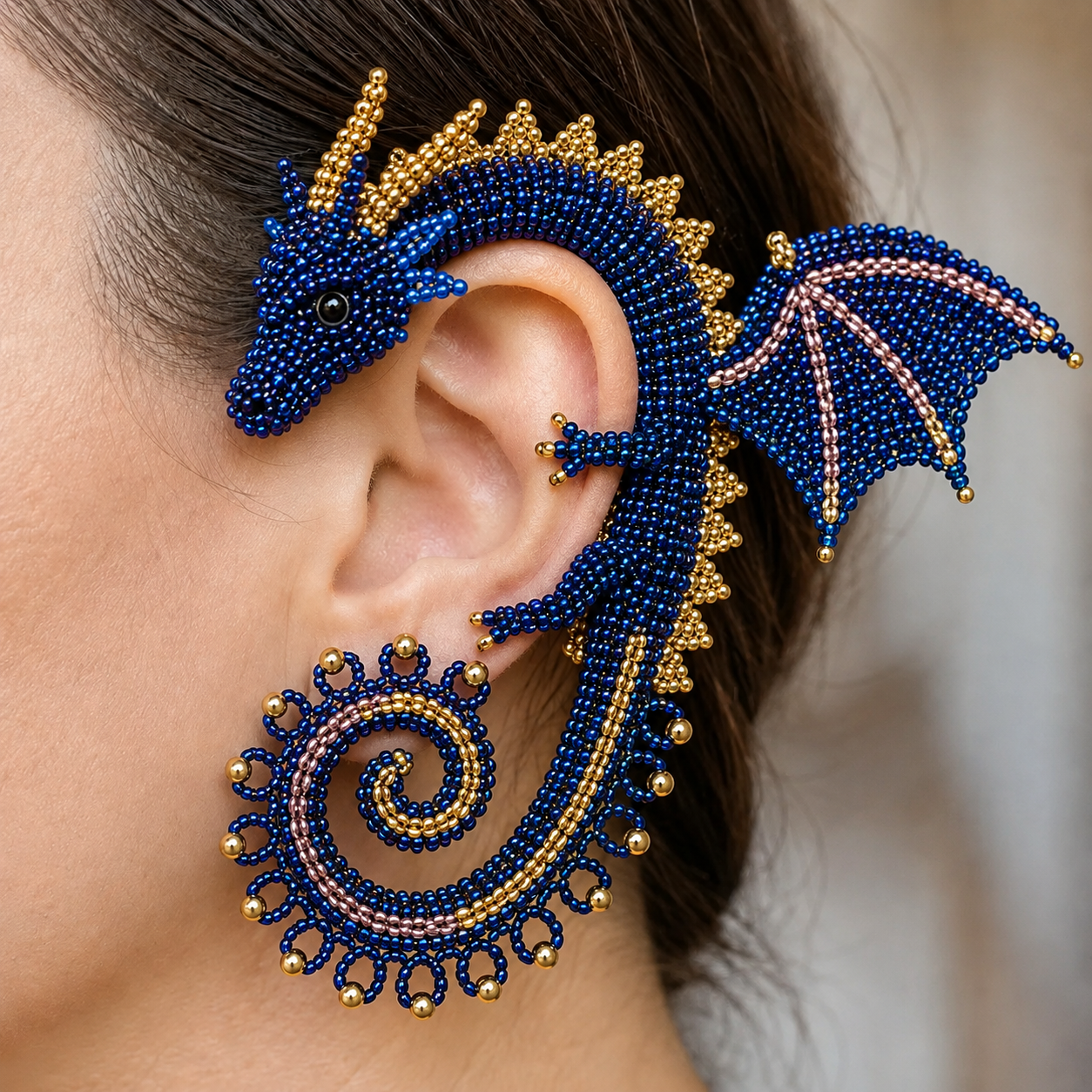 🔥Last Day BUY 3 GET 1 FREE - DIY Beaded Dragon Ear Cuff Kit