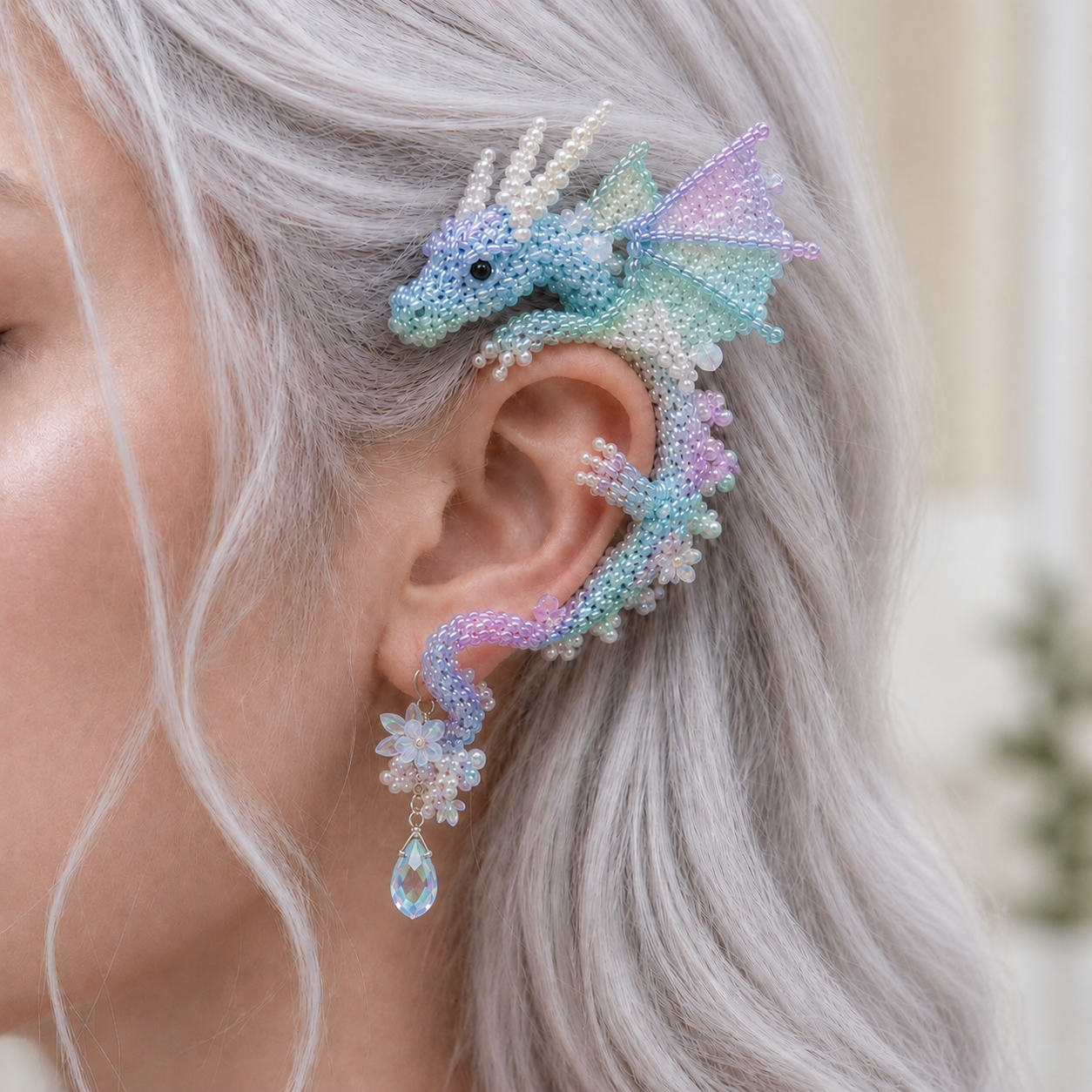 🔥Last Day BUY 3 GET 1 FREE - DIY Beaded Dragon Ear Cuff Kit