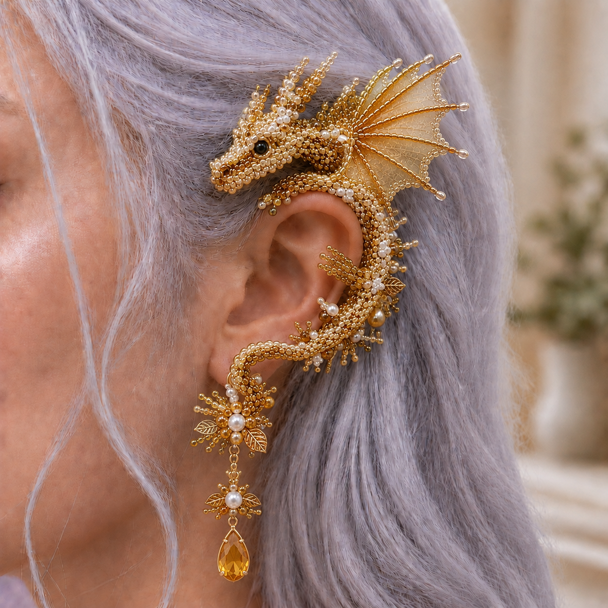🔥Last Day BUY 3 GET 1 FREE - DIY Beaded Dragon Ear Cuff Kit