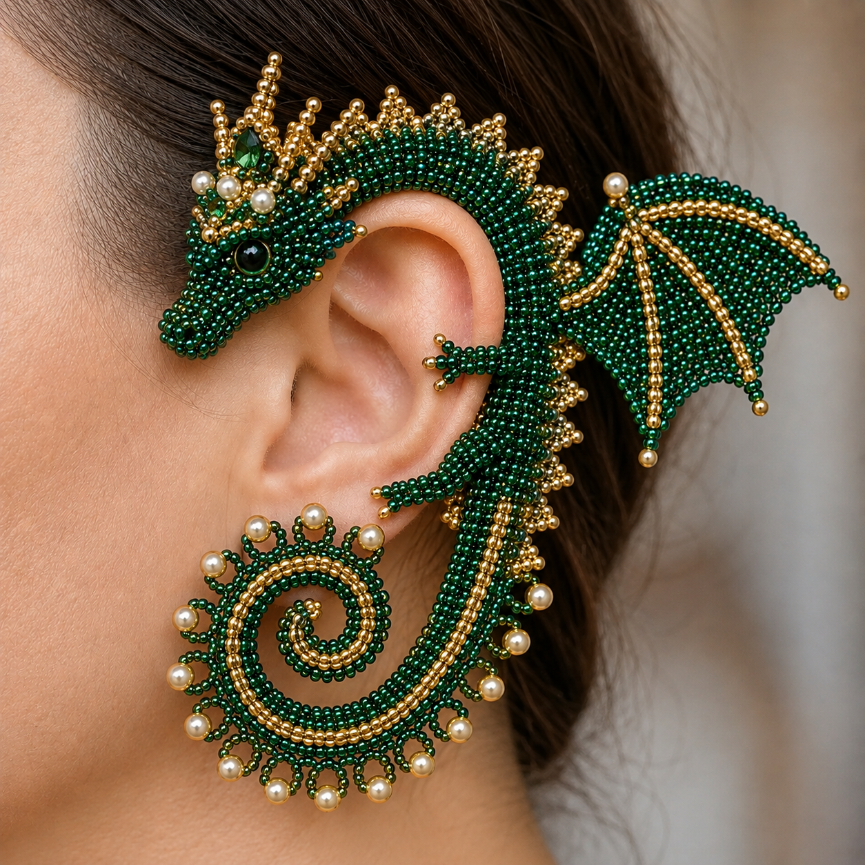🔥Last Day BUY 3 GET 1 FREE - DIY Beaded Dragon Ear Cuff Kit