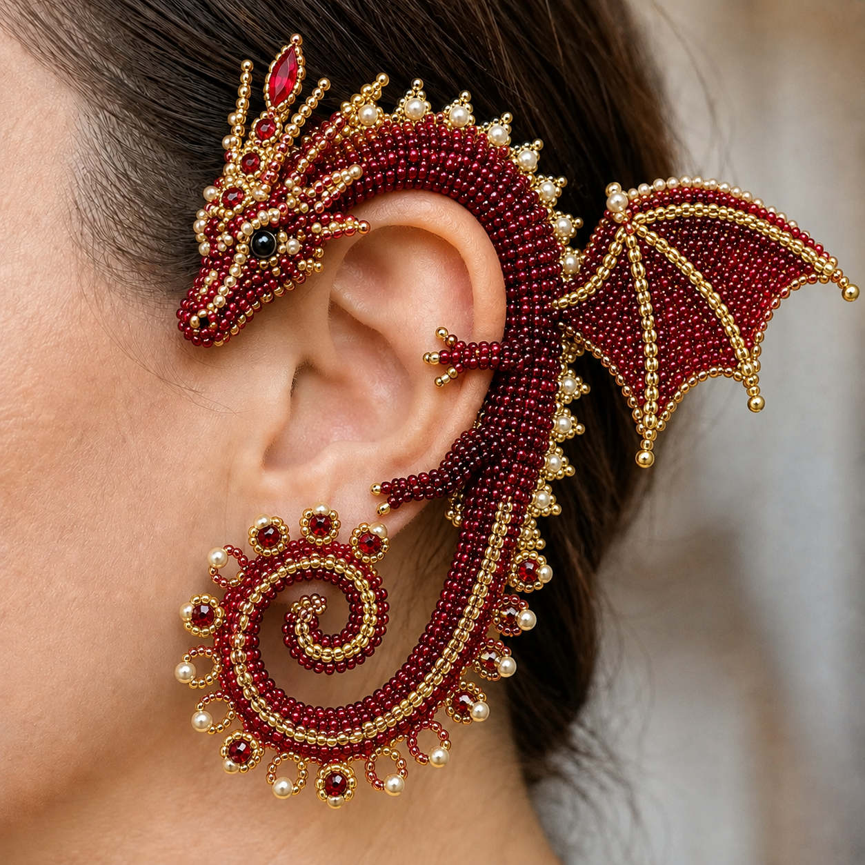 🔥Last Day BUY 3 GET 1 FREE - DIY Beaded Dragon Ear Cuff Kit