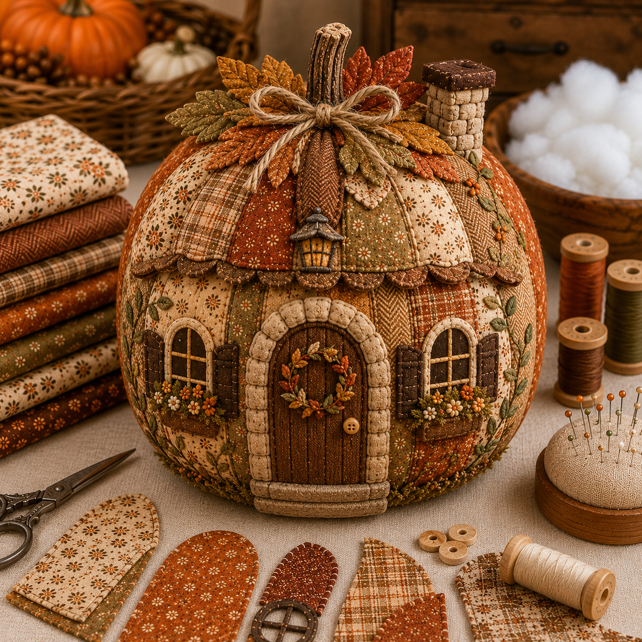 🔥Last Day🔥BUY 4 GET 1 FREE (Add 4 Pcs To Cart) – Cozy Harvest Pumpkin Patchwork Kit