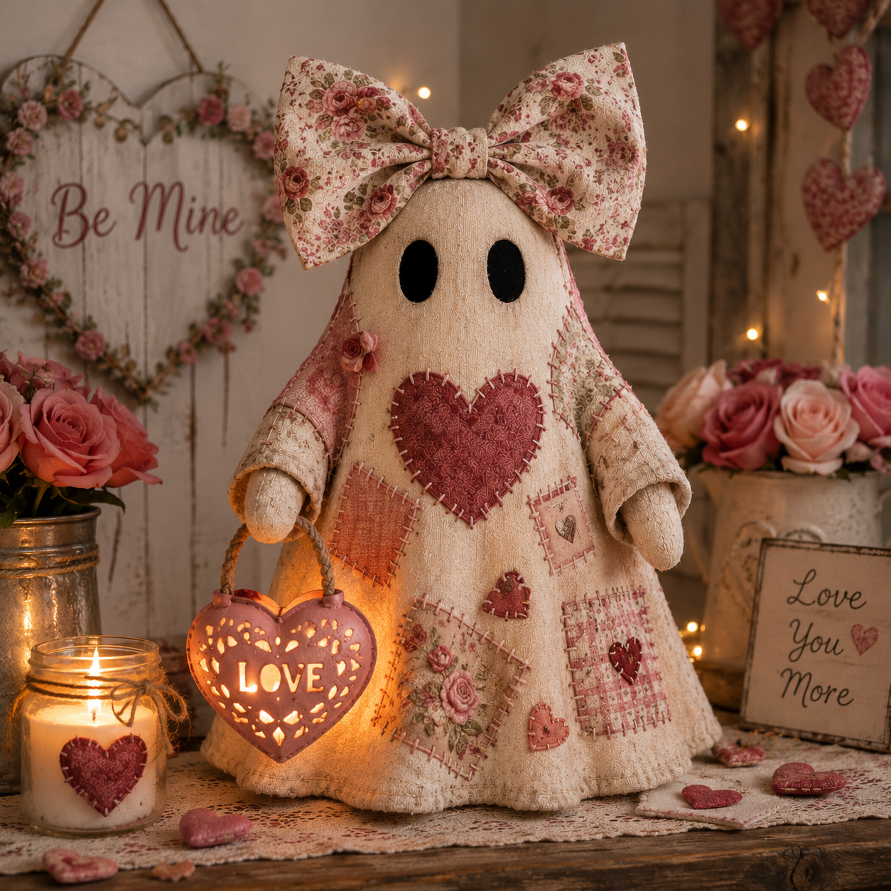 Vintage Patchwork Ghost Light – Handmade-Inspired Home Decor