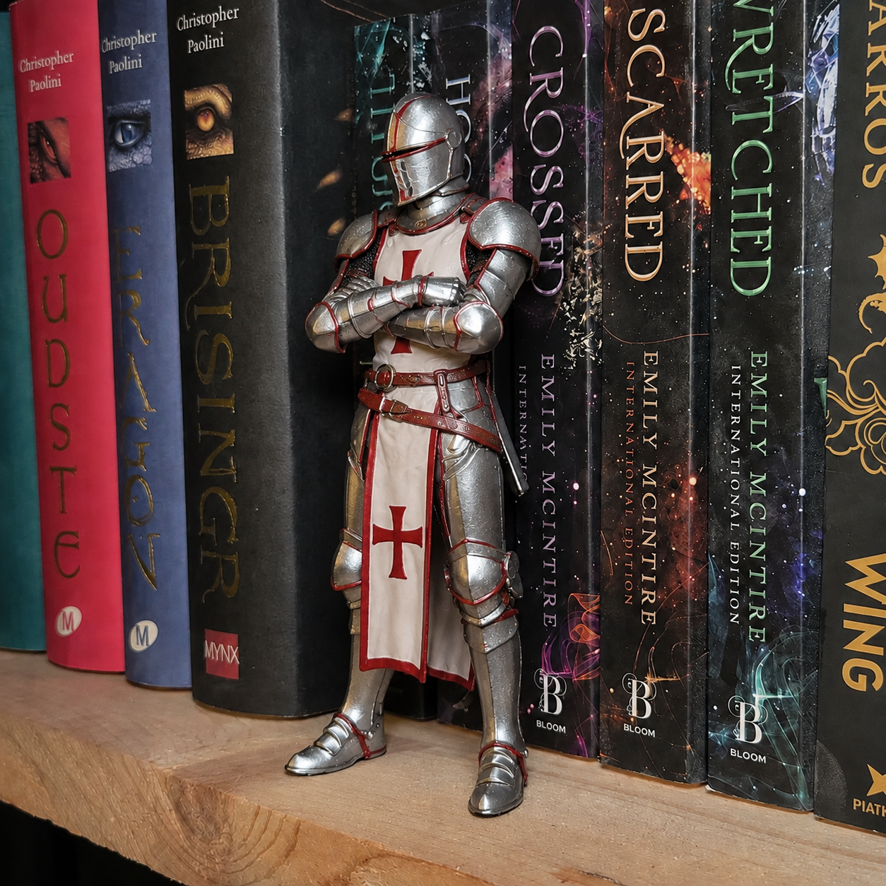 Medieval Reading Knight Bookshelf Figurine