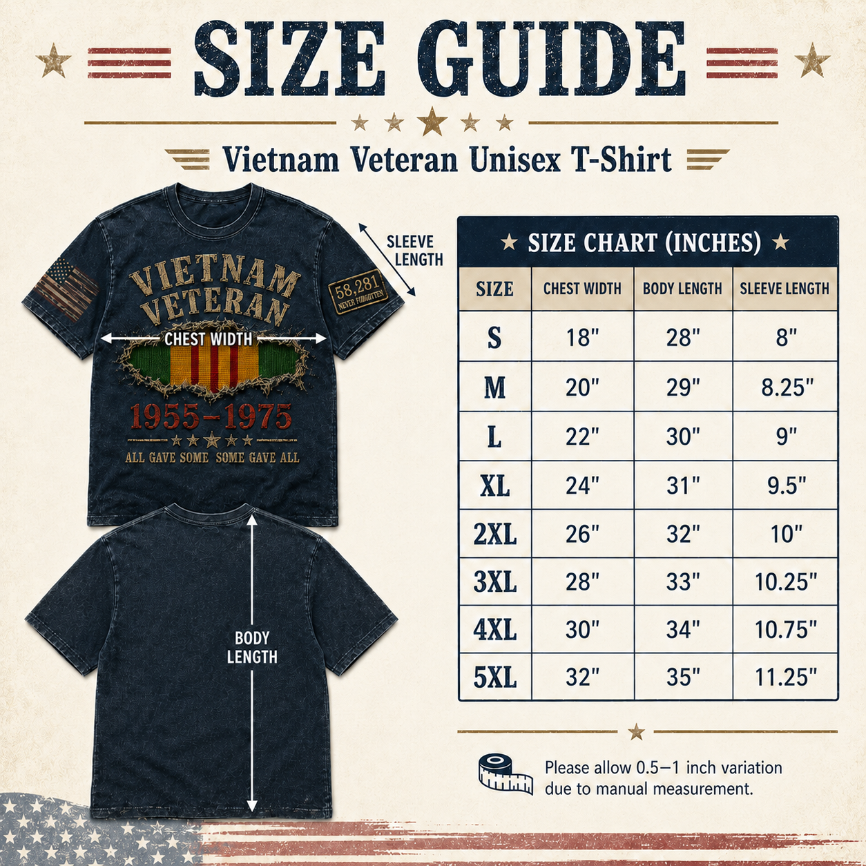 Vietnam Veteran 1955–1975 “All Gave Some, Some Gave All” Vintage Unisex T-Shirt