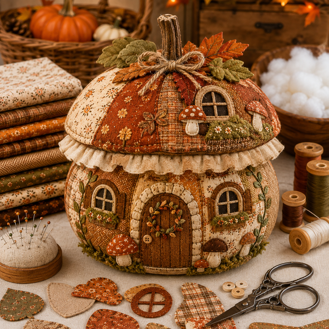 🔥Last Day🔥BUY 4 GET 1 FREE (Add 4 Pcs To Cart) – Cozy Harvest Pumpkin Patchwork Kit