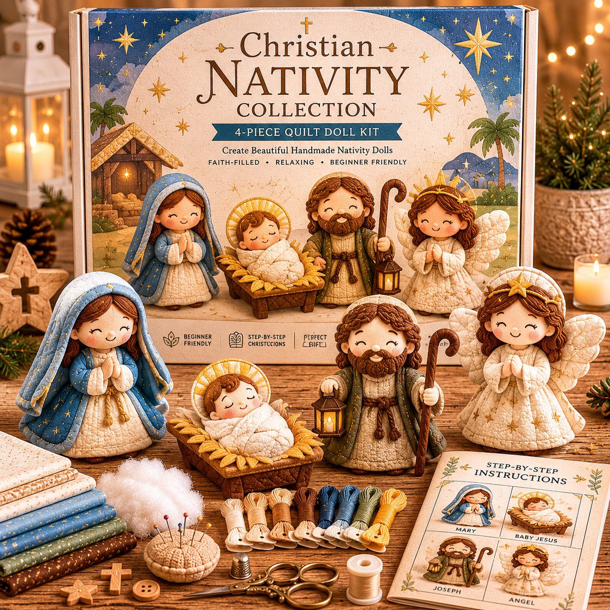Christian Nativity Quilt Doll Collection - Create 4 Handmade Nativity Quilt Dolls