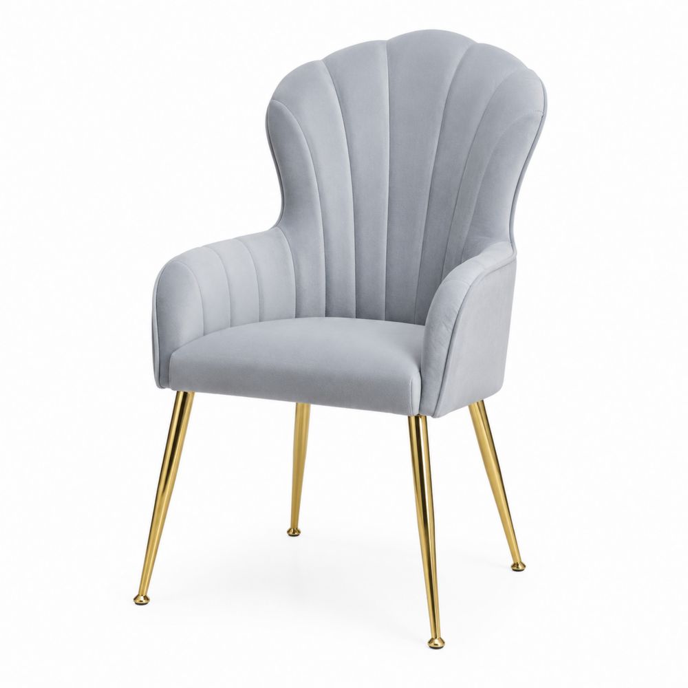 Stuhl Samt Grau mit Gold Metallbeinen