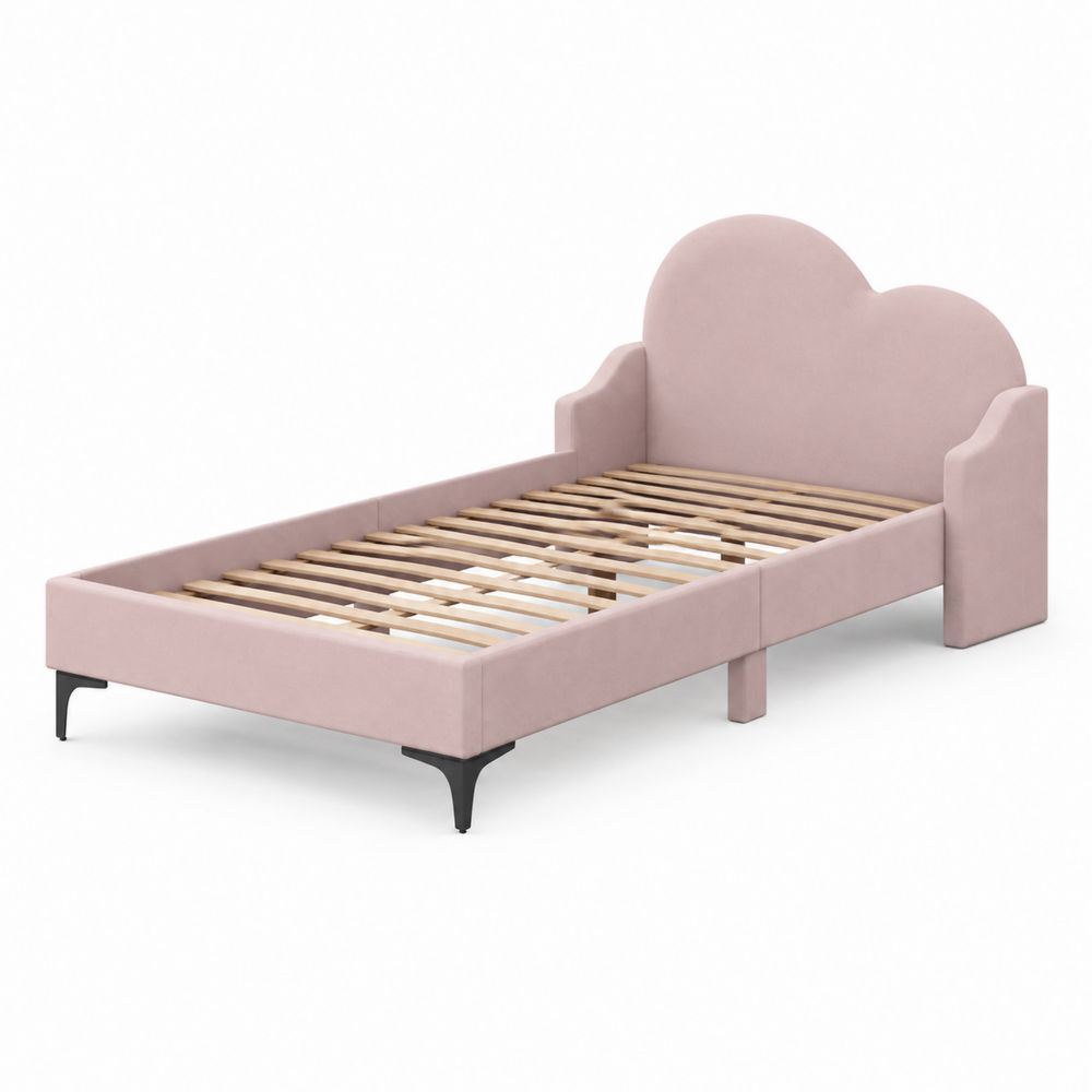 Kinderbett Wolkenform Stoff Rosa 200x90 cm