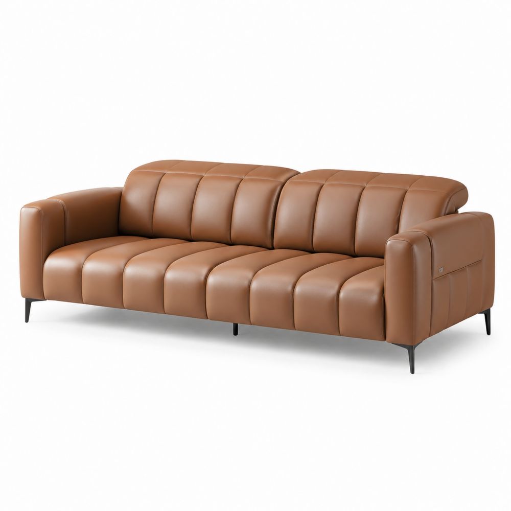 3-Sitzer Ledersofa Braun 220cm