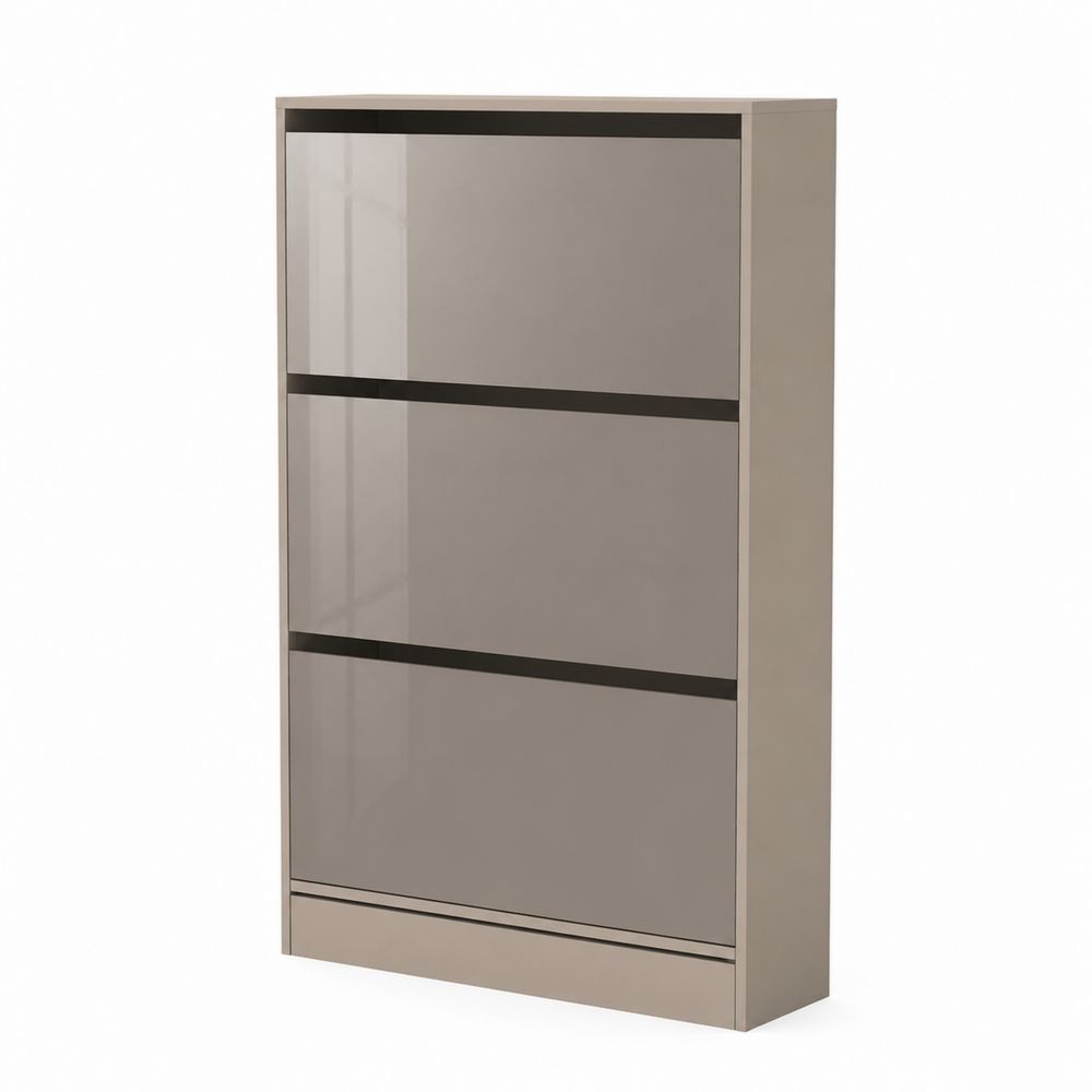 Schuhschrank MDF Hochglanzlack Beige 120x80x28cm