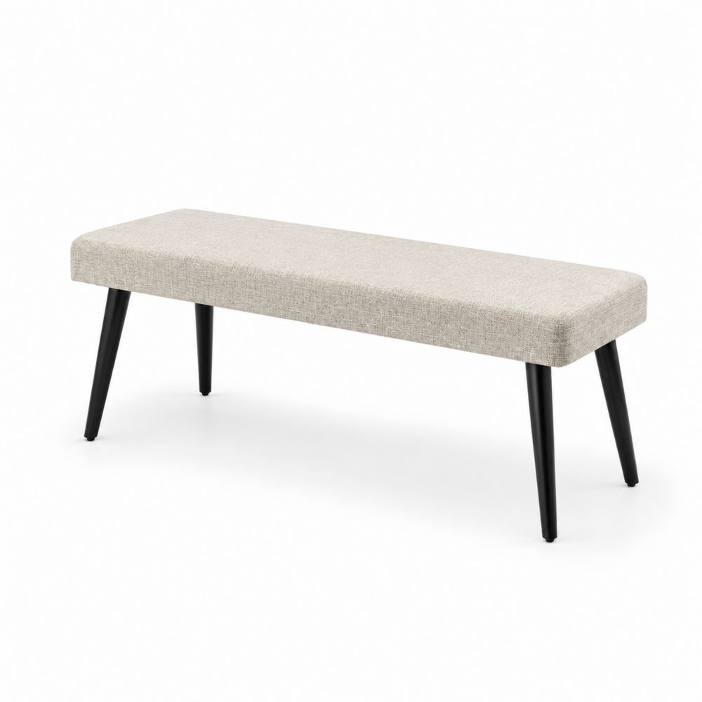 Polsterbank Leinen Beige Metallbeine