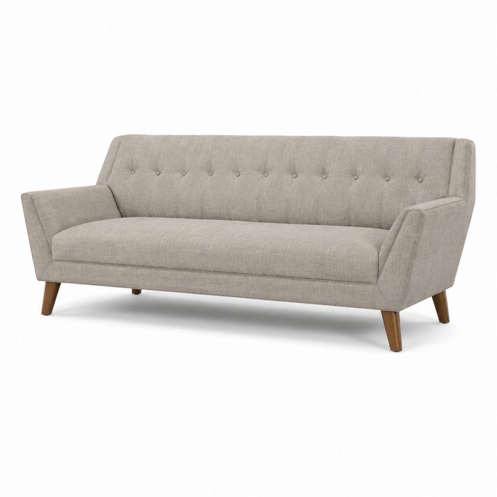3-Sitzer Sofa mit Holzrahmen und Polyesterstoff in Hellgrau