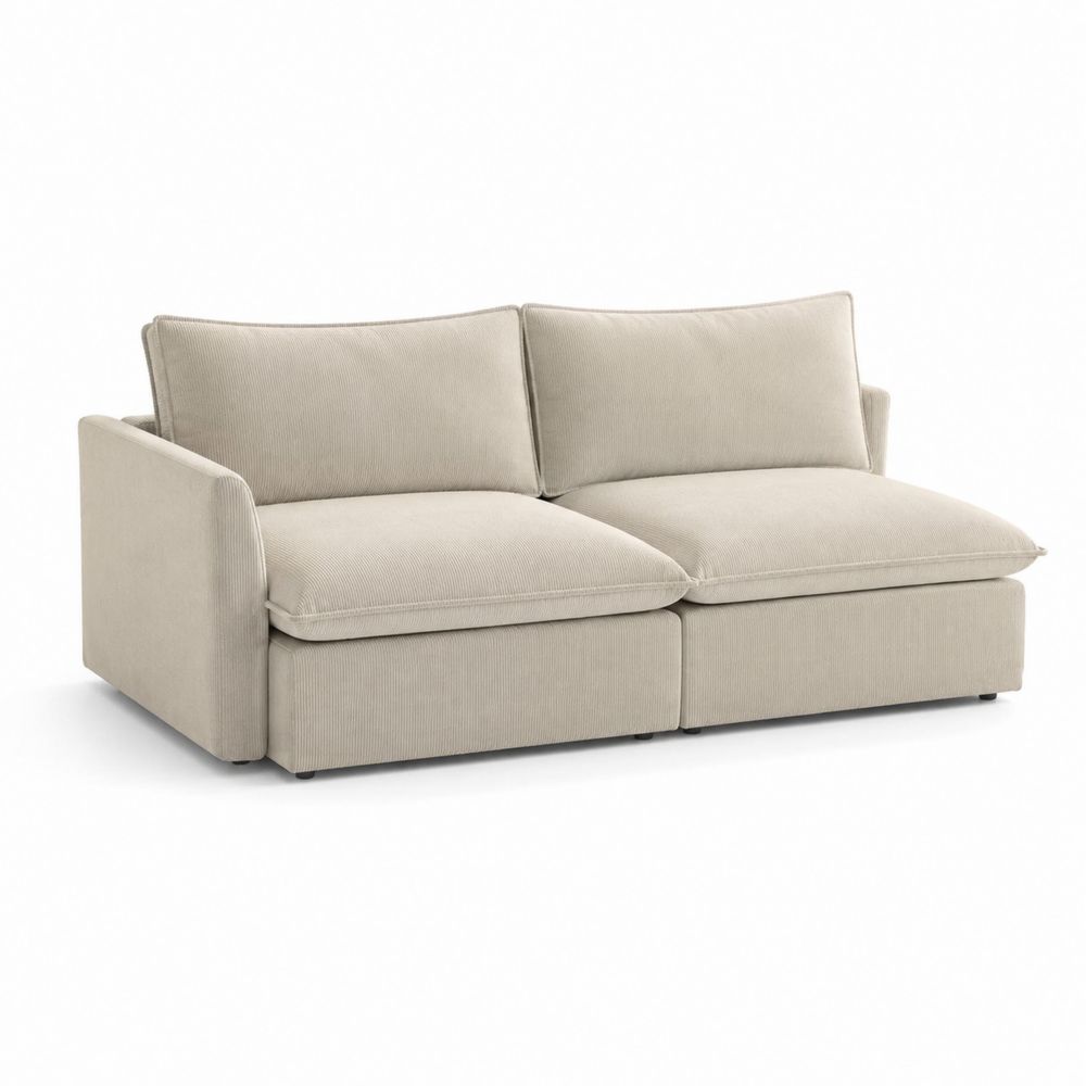 2-Sitzer Sofa Beige Cordstoff Modular