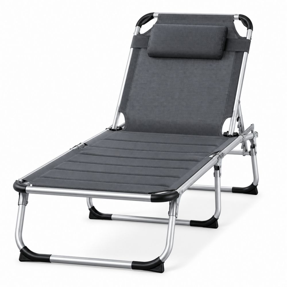 Outdoor Liegestuhl Aluminiumrahmen mit Textilene Grau