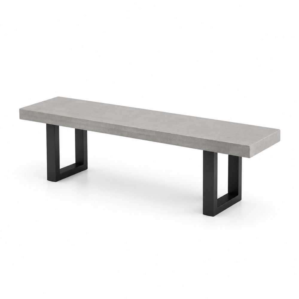 Bank mit Betonplatte und Stahlbeinen Grau/Schwarz 180x40x45 cm
