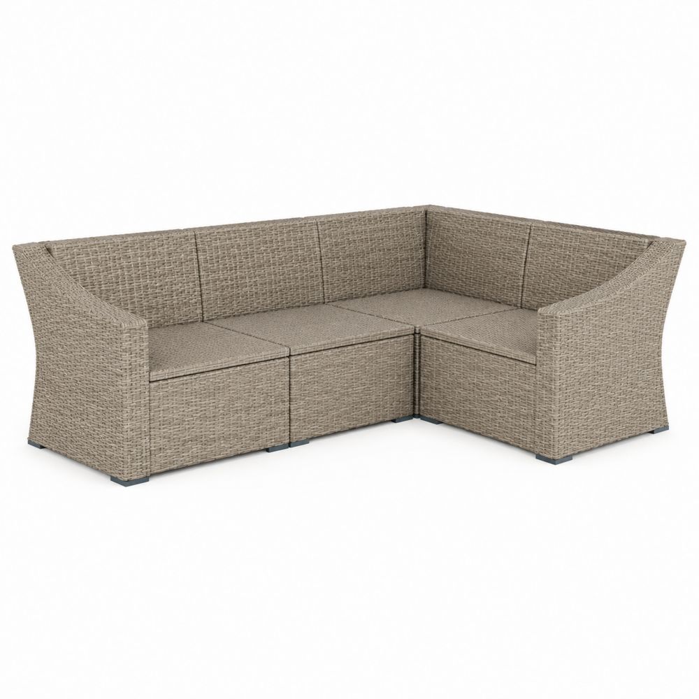Eck-Gartensofa Rattan Hellbraun 4-Sitzer