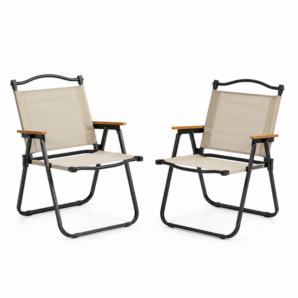2-teiliges Klappstuhl-Set aus Stahl und Textilgewebe, Beige