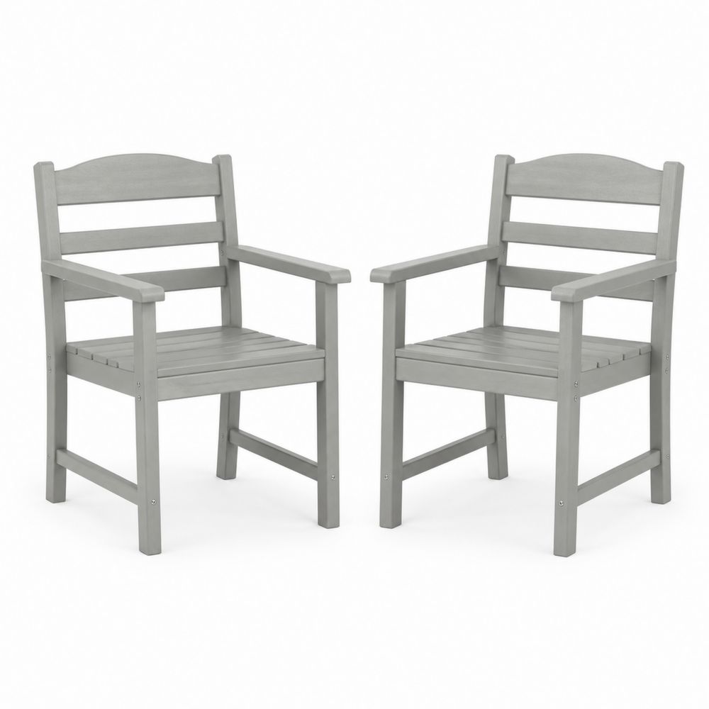 2er-Set Garten-Esszimmerstuhl aus Massivholz Grau