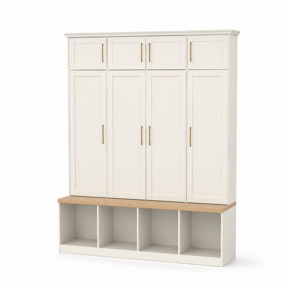 Garderobenschrank mit Ablagefächern MDF Weiß