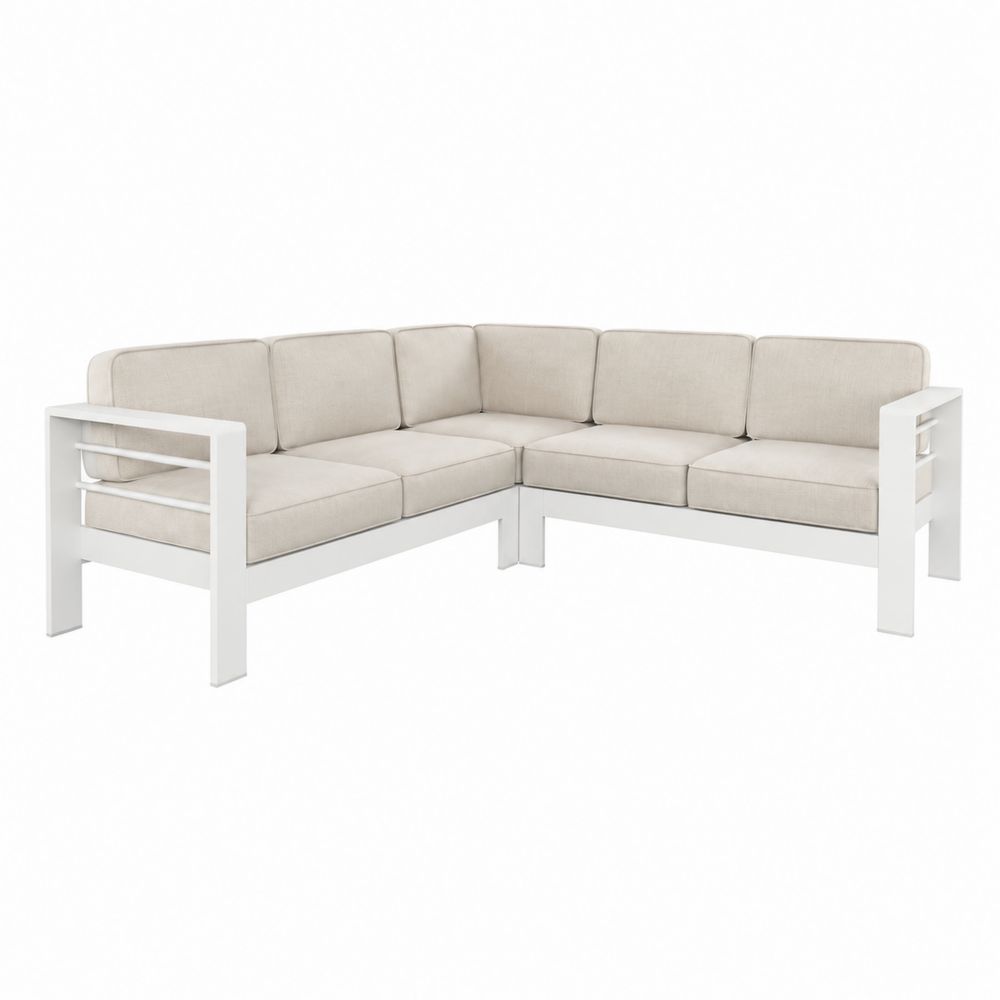 Ecksofa Aluminium-Polyester Creme 250x80x65 cm