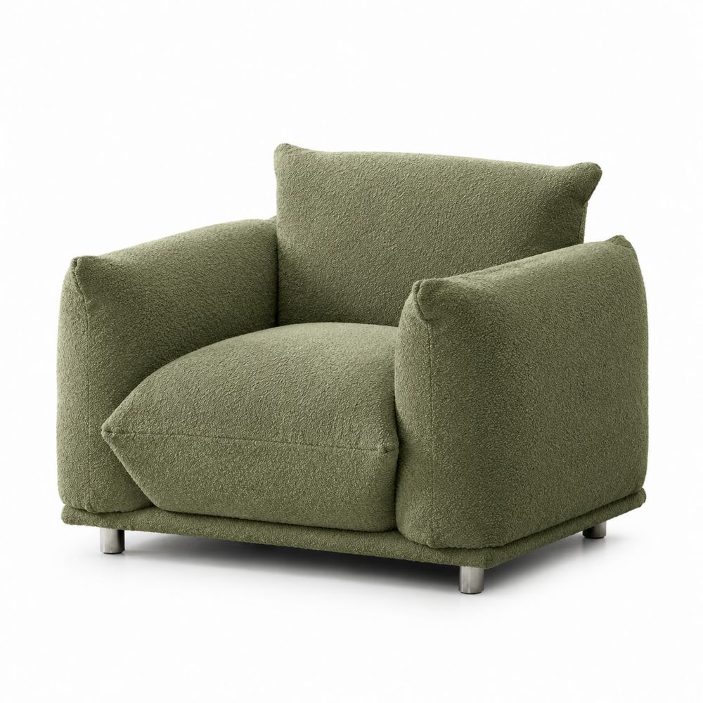 Sessel aus Polyester Bouclé Stoff Grün