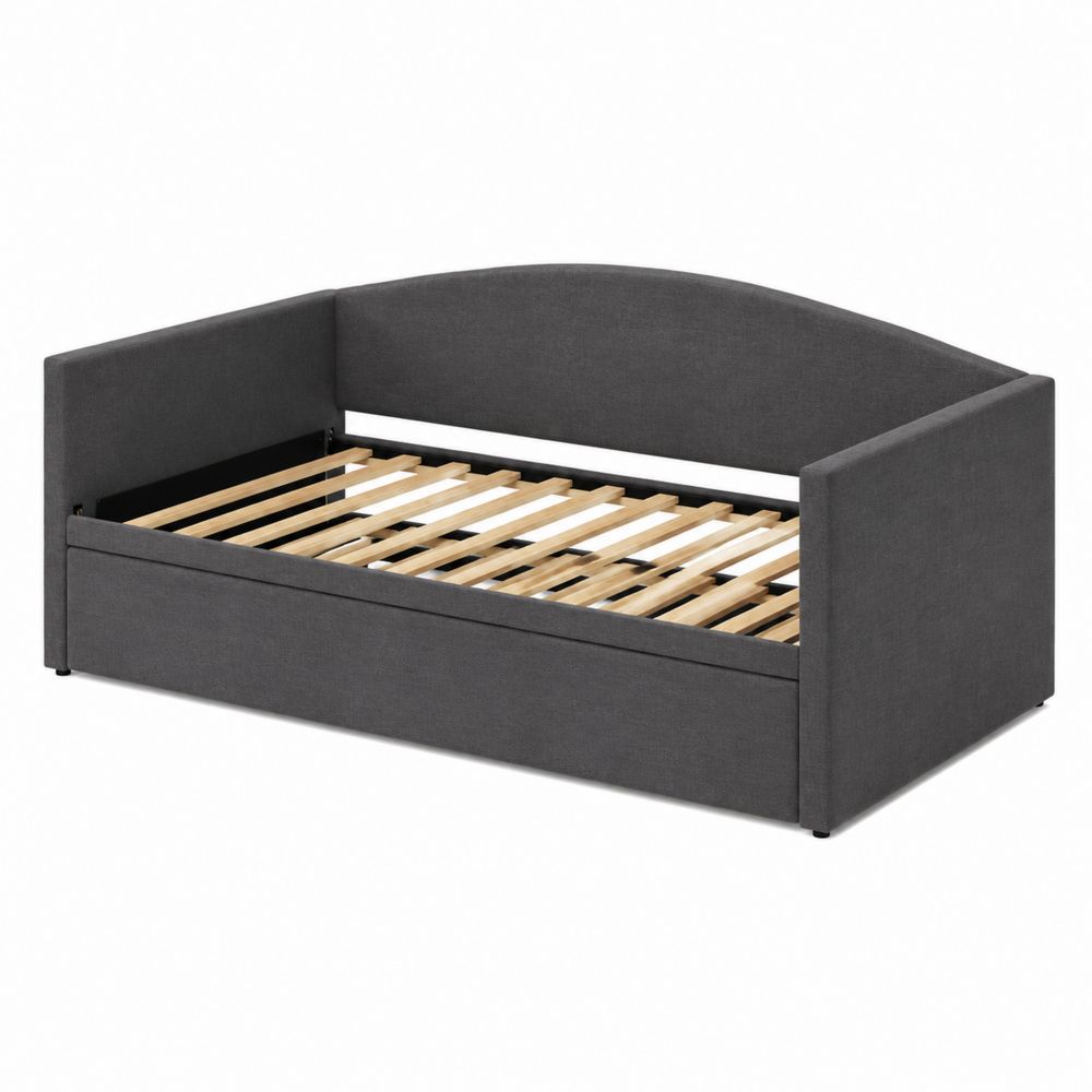Tagesbett 200x90 cm Stoff Dunkelgrau