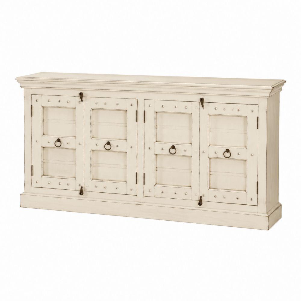 Buffetschrank Massivholz 4 Türen Beige 180x45x90cm