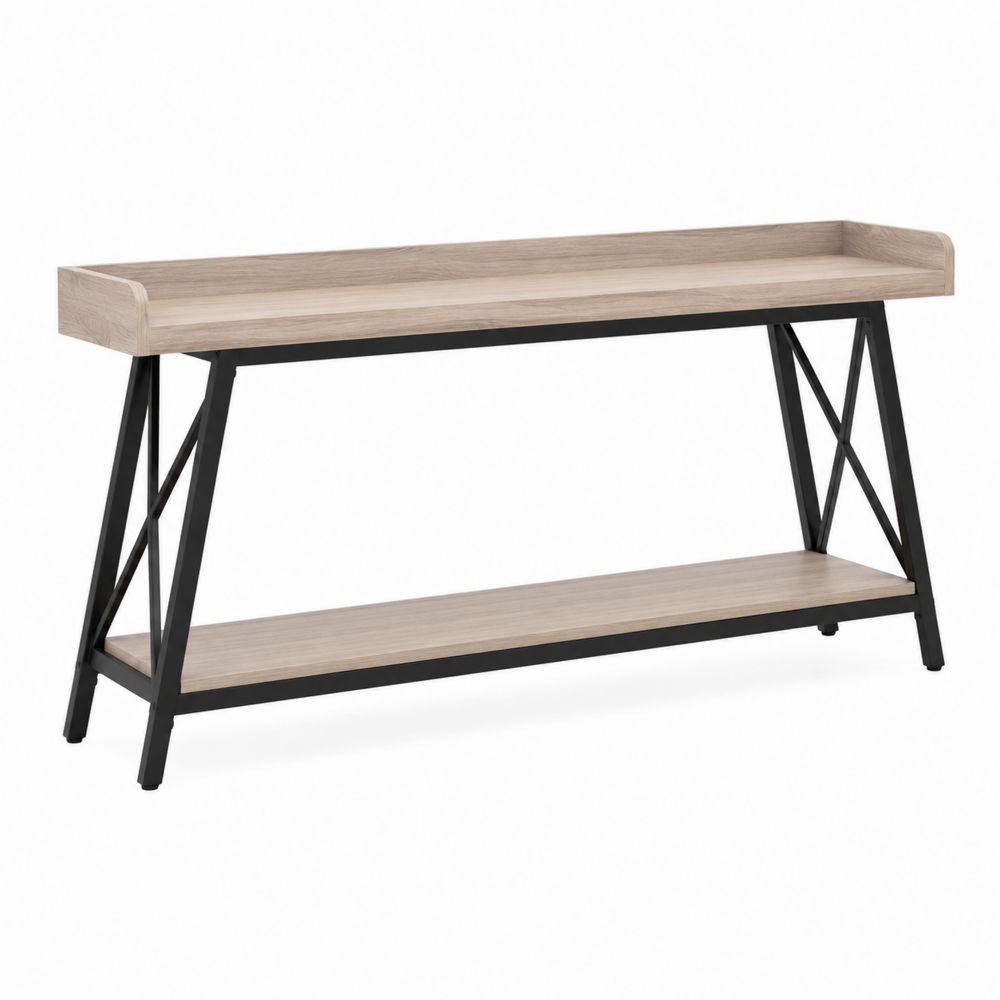 Konsolentisch Holzwerkstoff Metallrahmen Beige/Schwarz