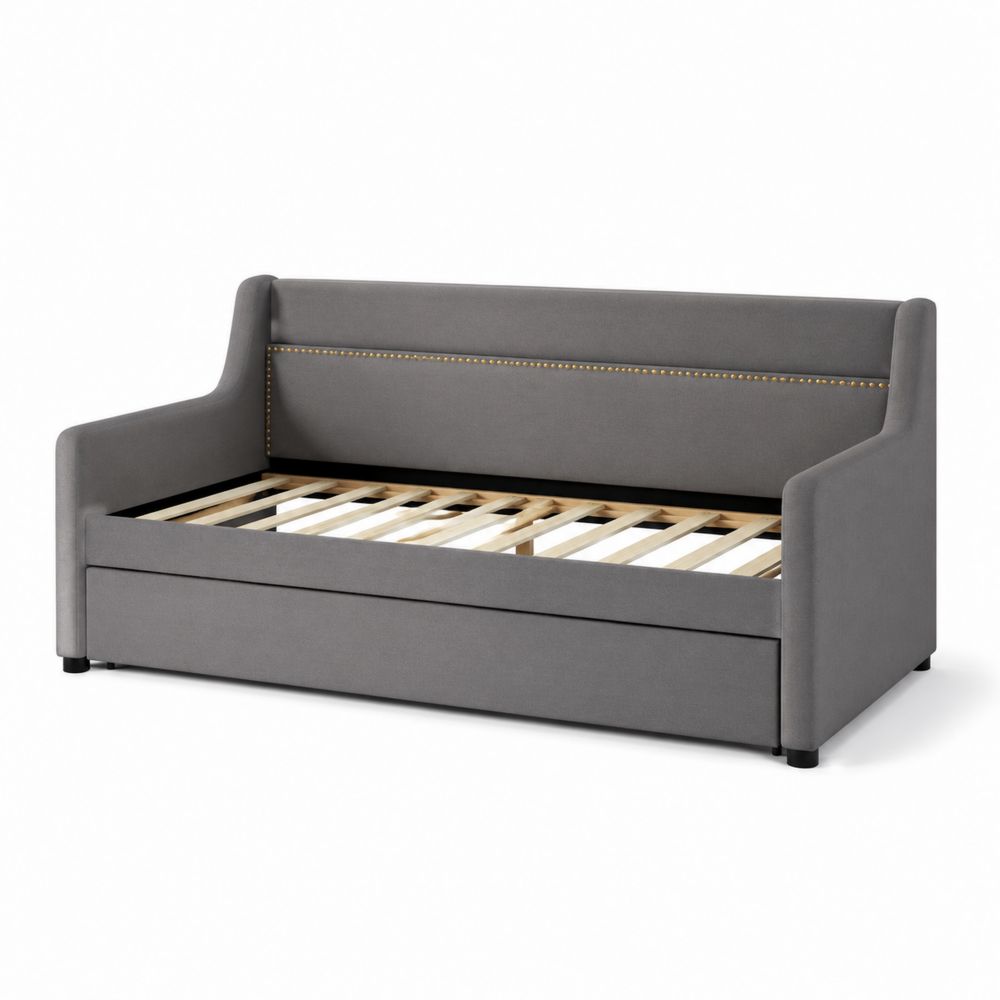 Tagesbett aus Stoff mit Stauraum 200x90 cm Grau