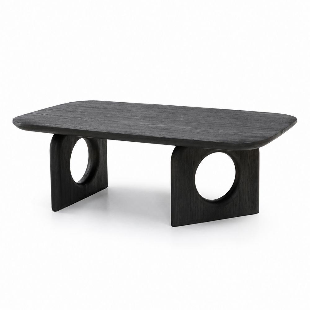Rechteckiger Couchtisch Massivholz Schwarz