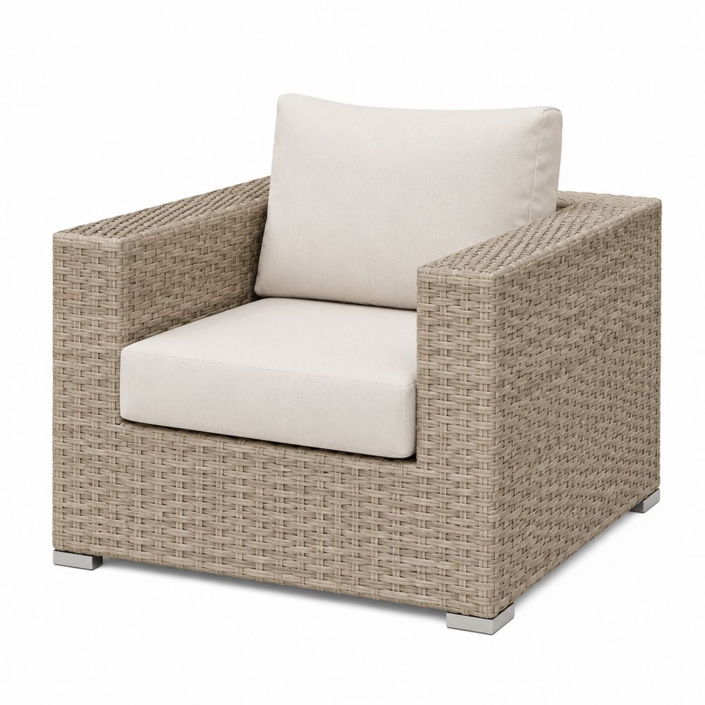 Outdoor-Clubsessel Polyrattan Aluminium Beige