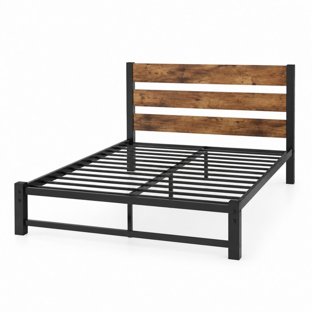 Metallbett mit Holzverkleidung 200x140 cm Stahlrahmen